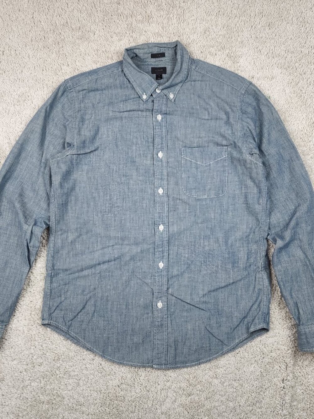 J.Crew Long Sleeved Slim Fit Dark Blue Denim Button Up Shirt Men's Medium M USA